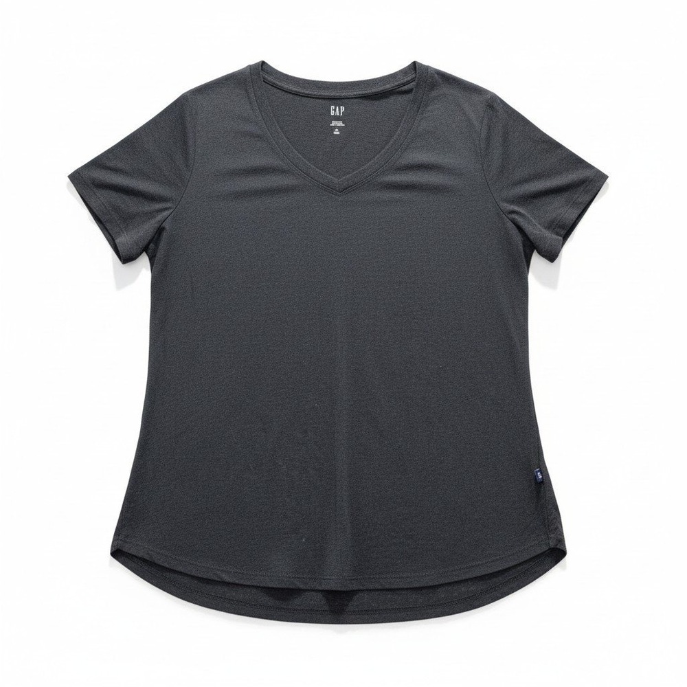 GAP XL Black V-Neck Tee Womens Casual Cozy Short Sleeve T-Shirt
